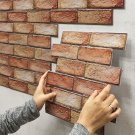 12pcs 3D Brick Wall Sticker Self-Adhesive PVC Wallpaper for Bedroom or Kitchen Home Decor