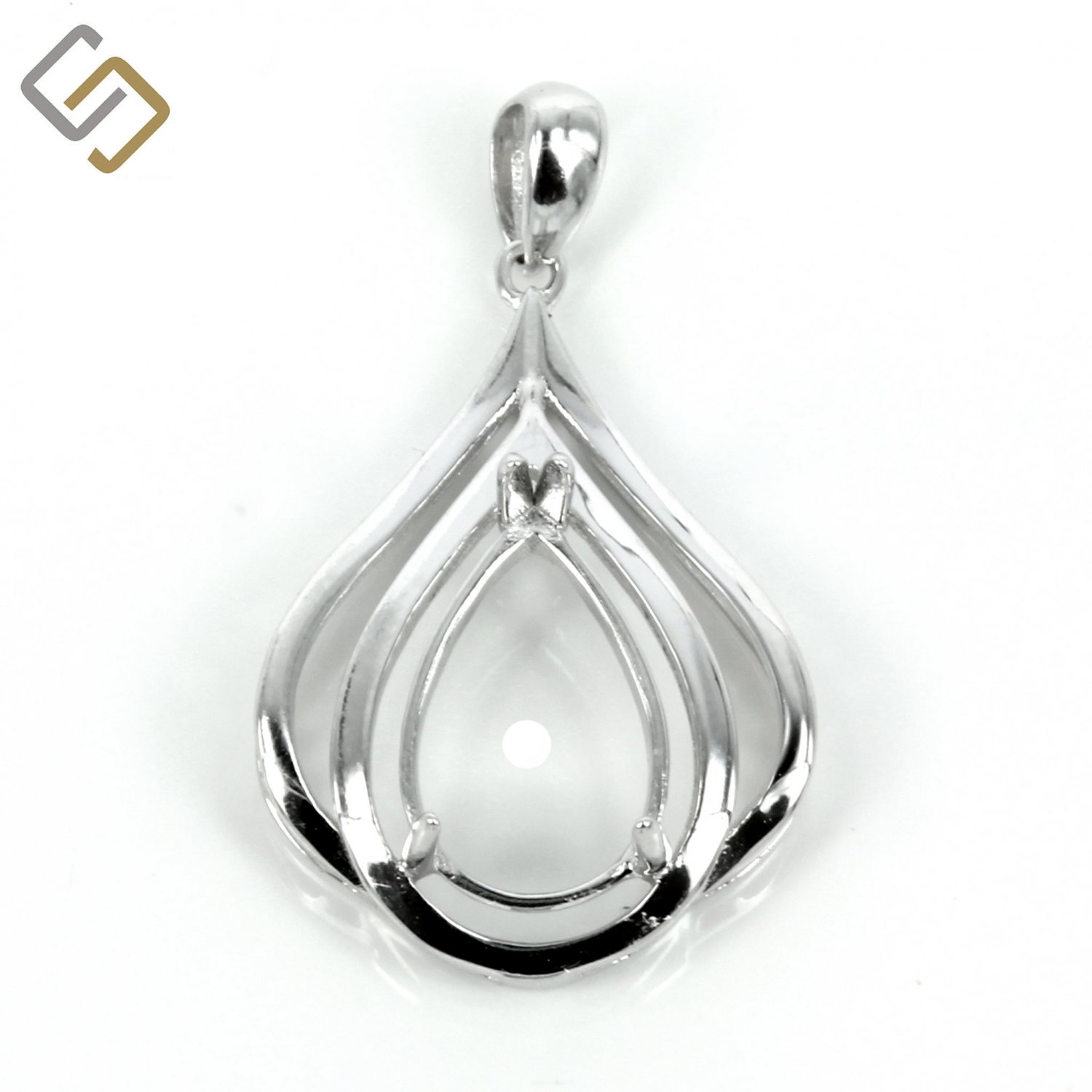 MTP910 Pear shaped pendant in sterling silver for 8x12mm pear stones
