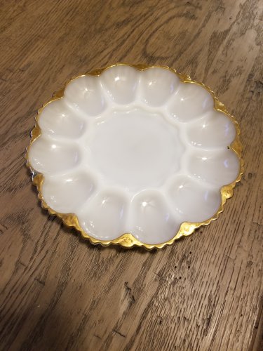 Vintage Gilded Deviled Egg Platter