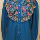 Vtg ROCKMOUNT Teal WESTERN SHIRT TOP 36 L Rockabilly