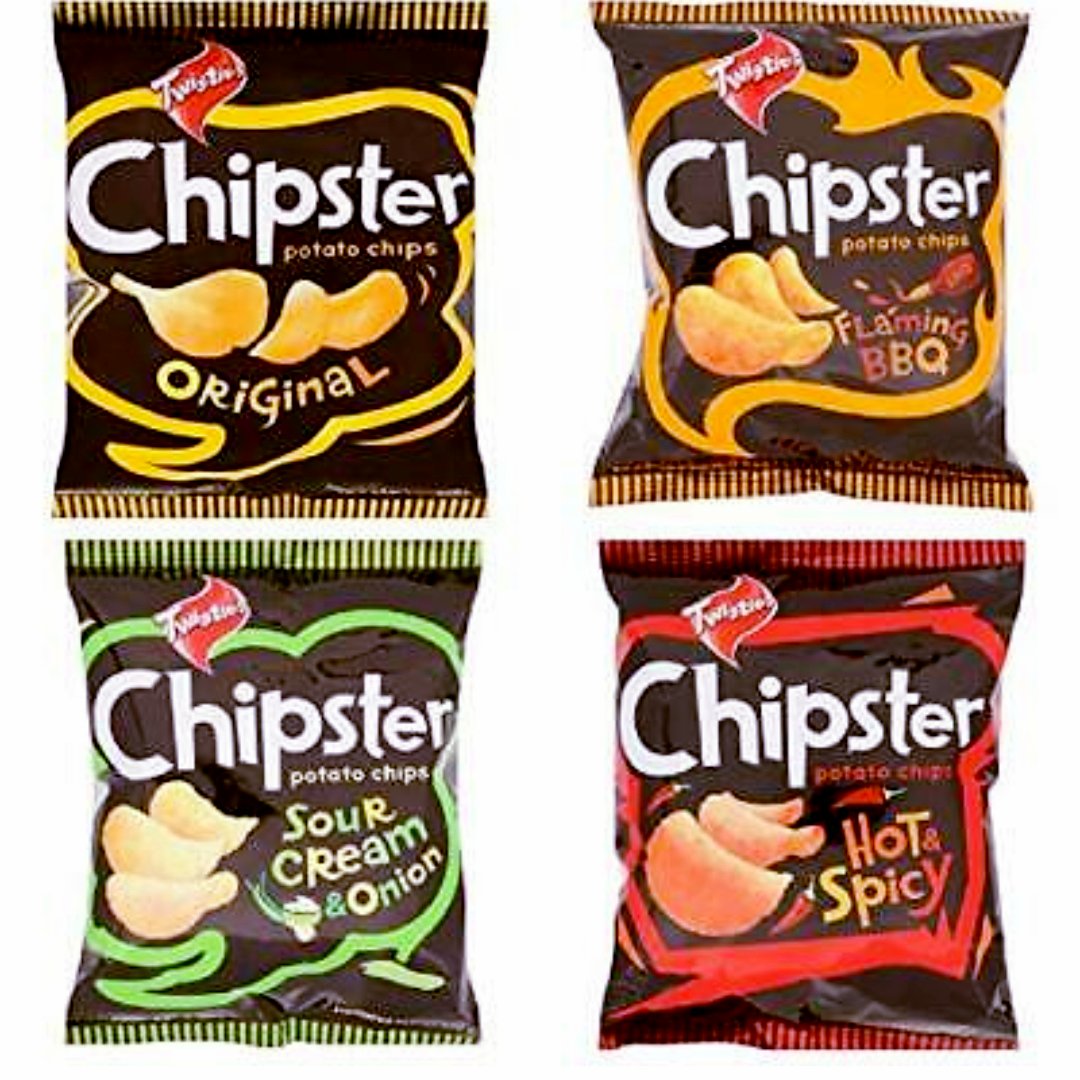 TWISTIES CHIPSTER HOT & SPICY, ORIGINAL, FLAMING BBQ (60 g) N.price usd 