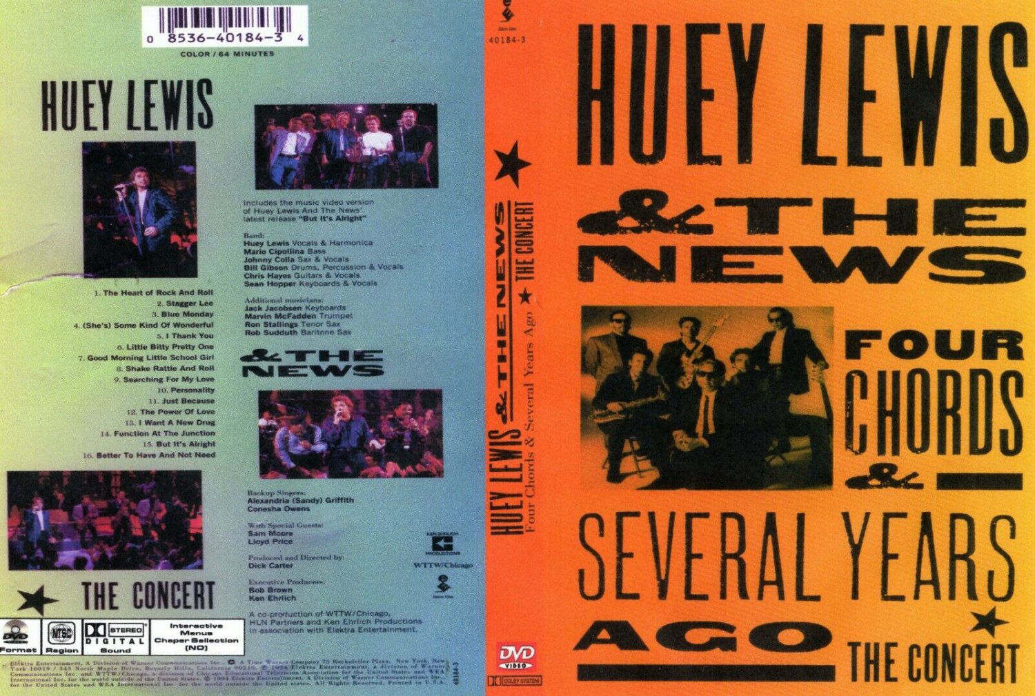 Huey Lewis & the News Four Chords & Several Years Ago DVD vintage 1994