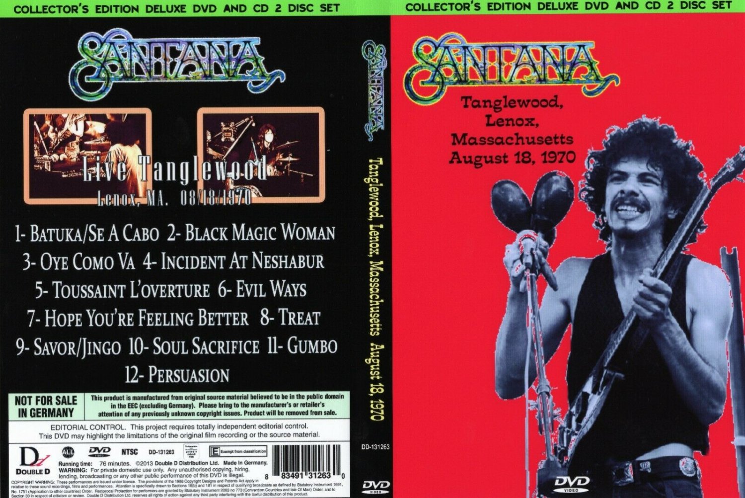 SANTANA-TANGLEWOOD LIVE DVD & CD 1970 Manufactured on Demand