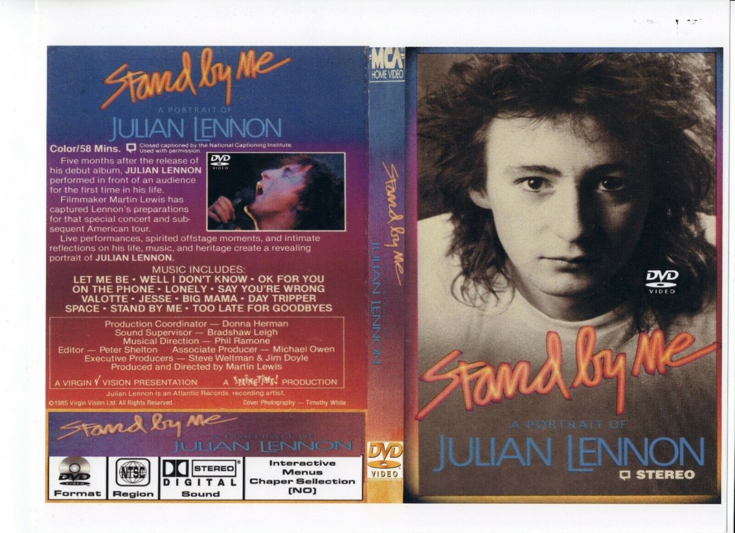 Julian Lennon - STAND BY ME "MANUFACTURED ON DEMAND" Julian Lennon DVD 1985