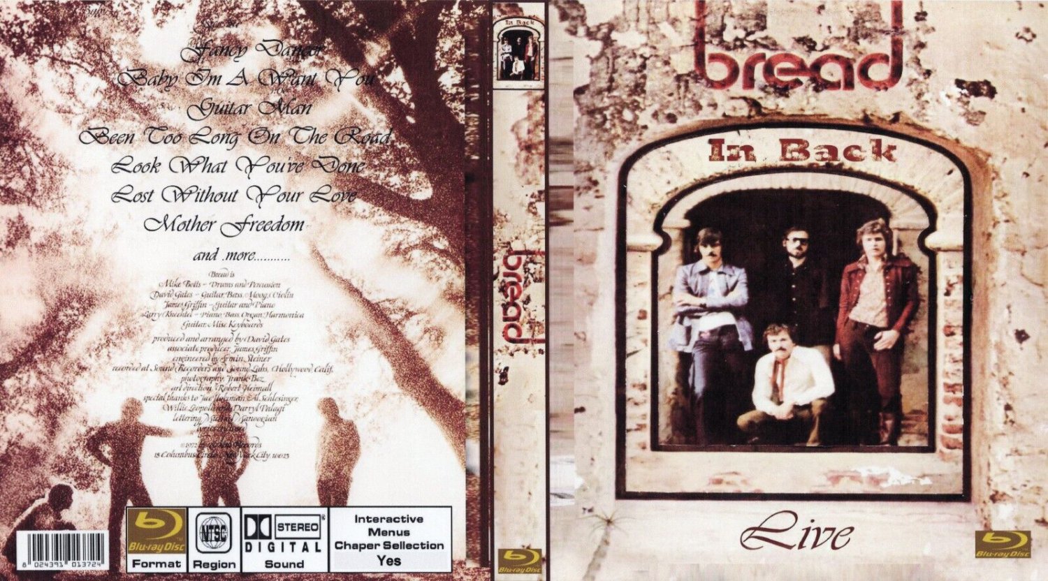 Bread Live Concert 1978 + David Gates LiveBluray Disc + 4 Bonus DVD NTSC