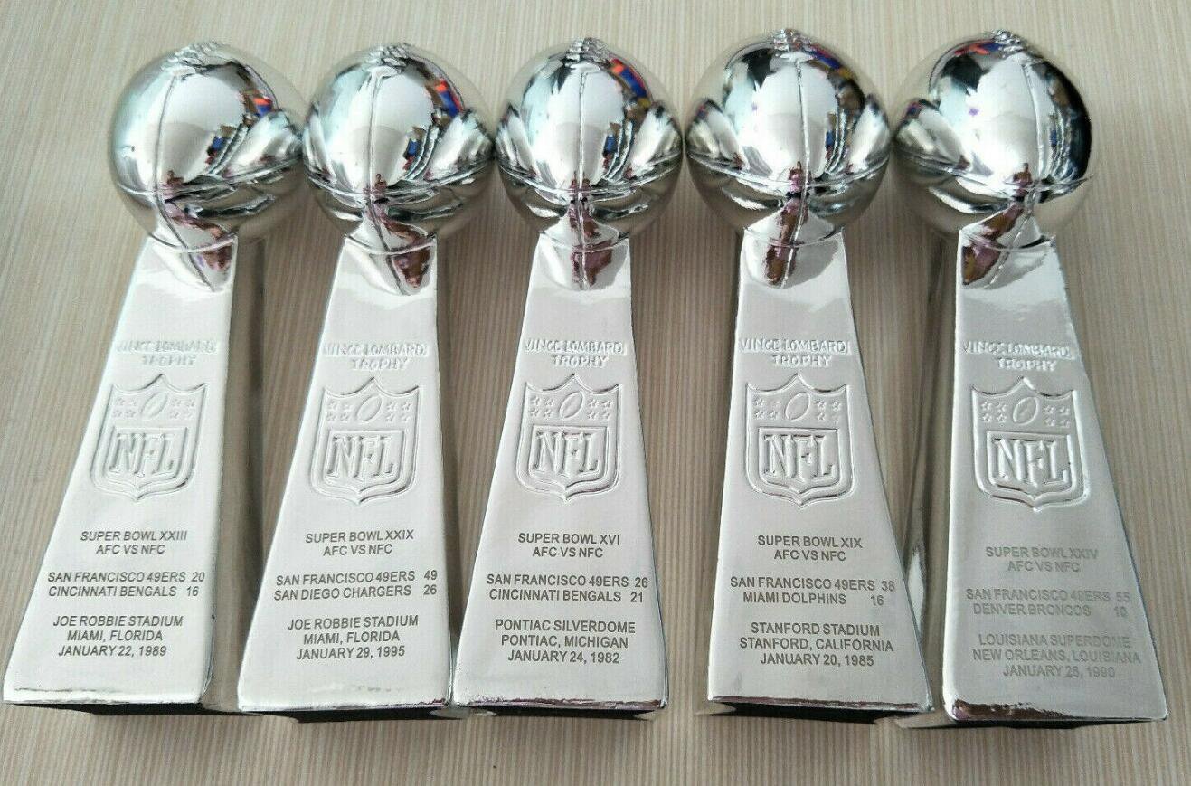 A Set San Francisco 49ERS Super Bowl Championship VINCE LOMBARDI 5Pcs Trophy 24cm Nice Gift