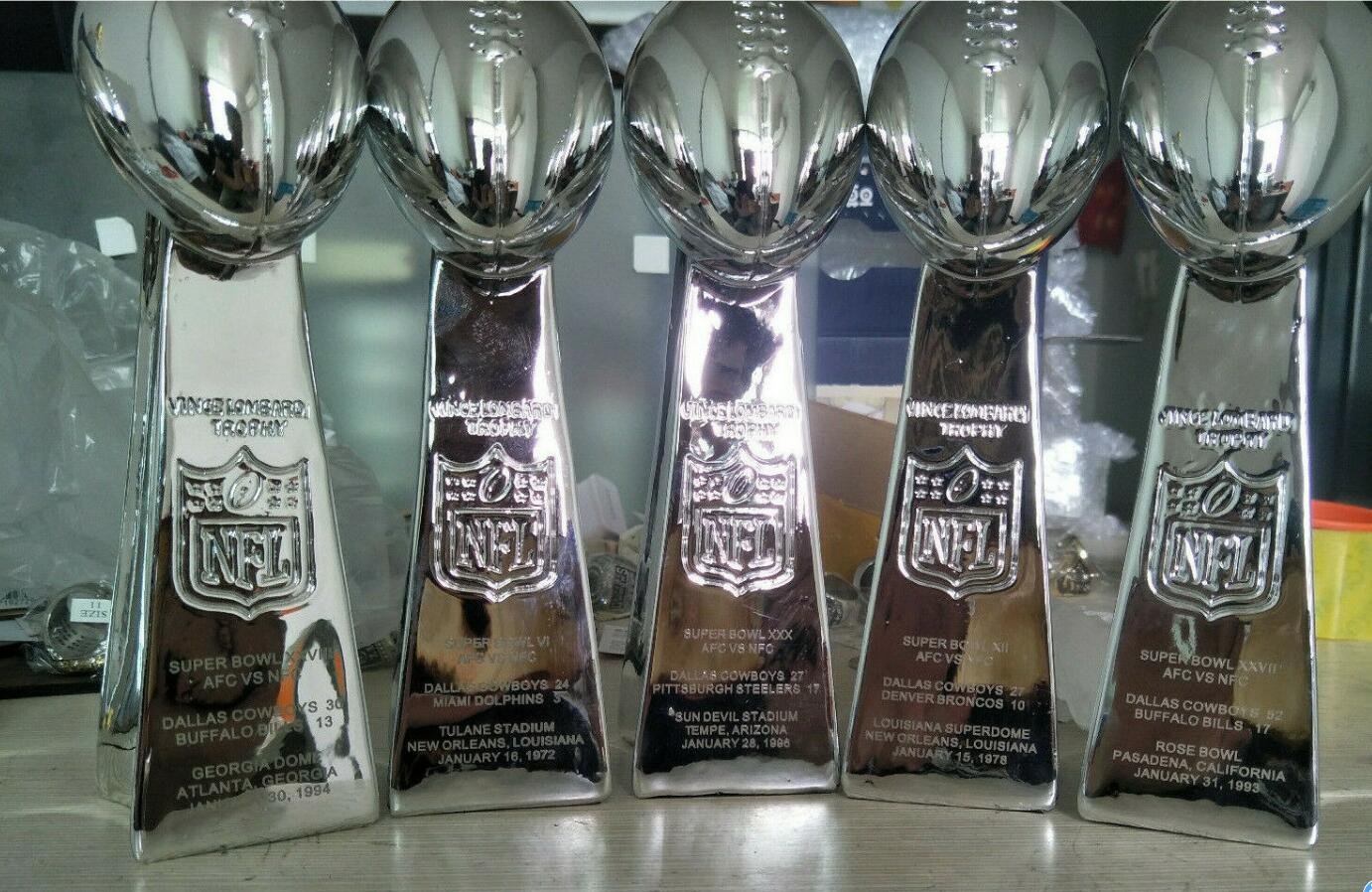 A Set Dallas Cowboys Super Bowl Championship VINCE LOMBARDI 5Pcs Trophy 24cm Nice Gift