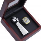 Denver Broncos 2015 Super Bowl Championship Ring & Trophy & Display Box Fans Gift