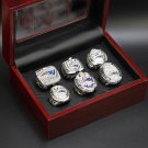A Set New England Patriots 01 03 04 14 16 18 Super Bowl Championship Rings With Wooden Display Box