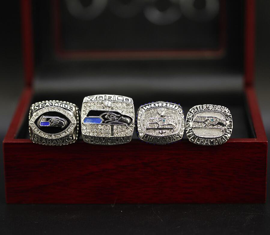 Size 11 Seattle Seahawks Super Bowl Championship Rings With Wooden Display Box Fans Gift