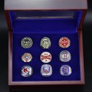 A Set Boston Red Sox World Series Championship rings 9Pcs With Wooden Display Box