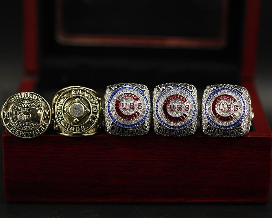 Chicago Cubs 1907 1908 2016 2016 2016 World Series Championship rings With Wooden Display Box