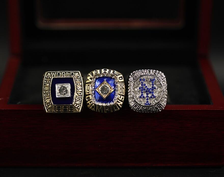 Size 11 New York Mets 1969 1986 2015 World Series Championship rings With Wooden Display Box