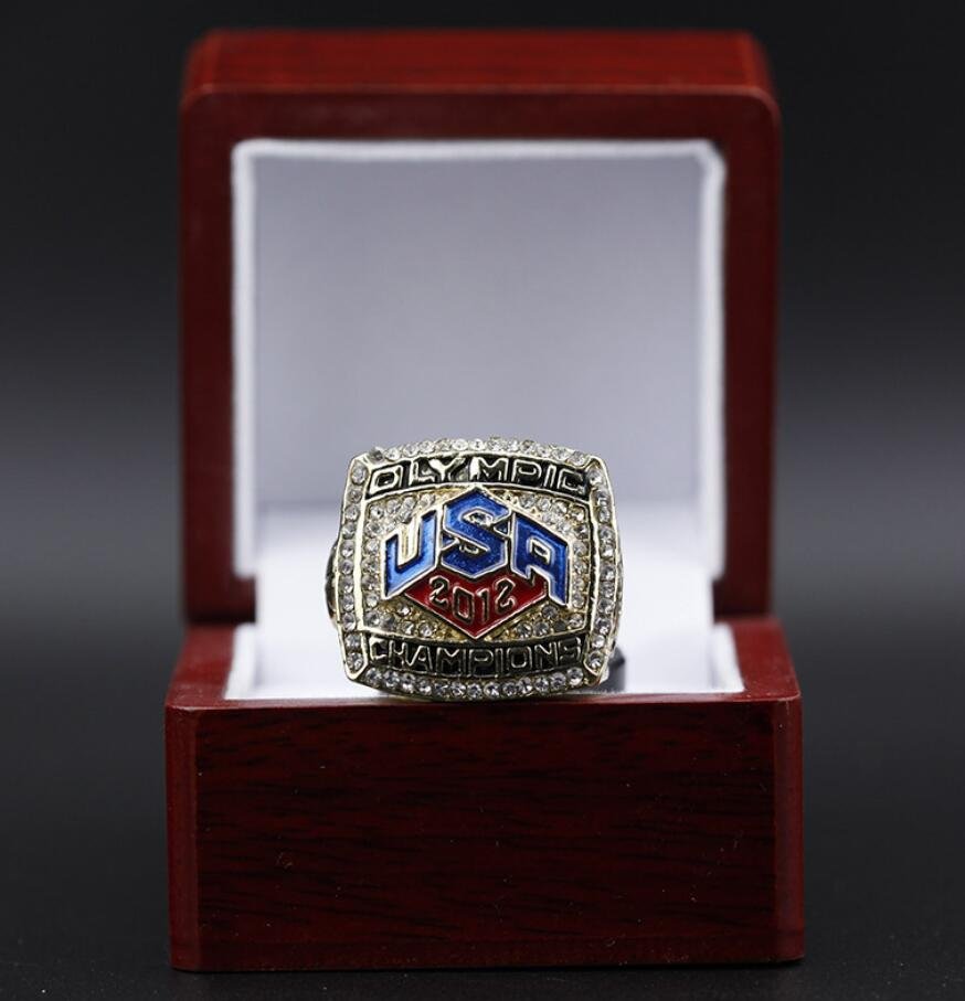 Size 11 Olympic 2012 London Basketball LeBron James MVP Championship ring With Wooden Display Case