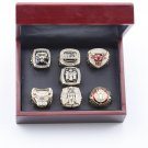 A Set Chicago Bulls JORDAN Basketball Championship Rings 7pcs Size 11 With Wooden Display Box Gift