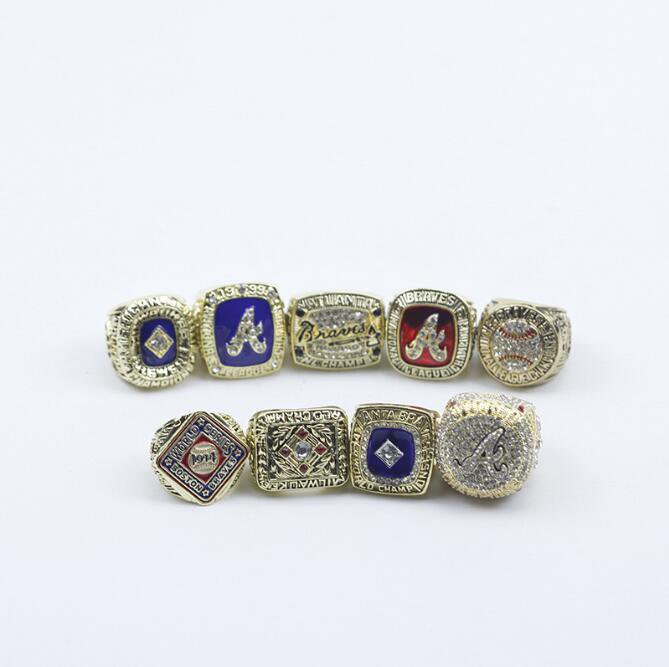 A Set Atlanta Braves World Series Championship rings 9Pcs Size 11 Nice Gift