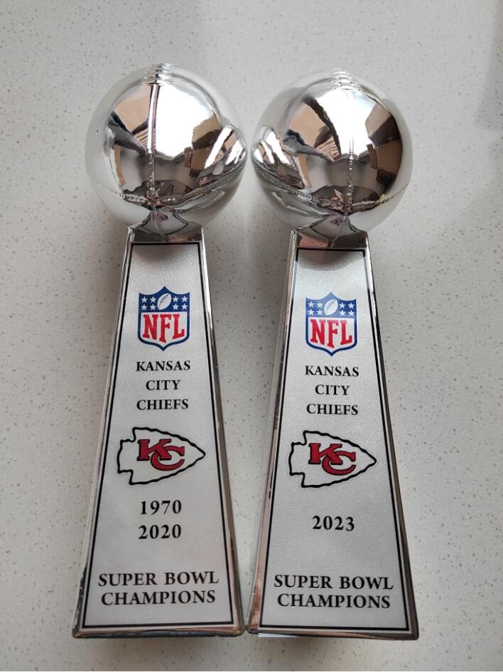 A Set Kansas City Chiefs Super Bowl LVII Championship VINCE LOMBARDI Trophy 9'' Nice Gift