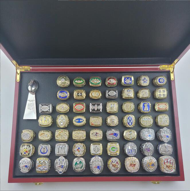 57Pcs Super Bowl Championship Rings With Trophy From 1966 to 2022 Christmas Gift