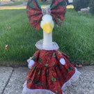 Christmas Poinsettia Dress Lawn Goose Outfit by Cindy