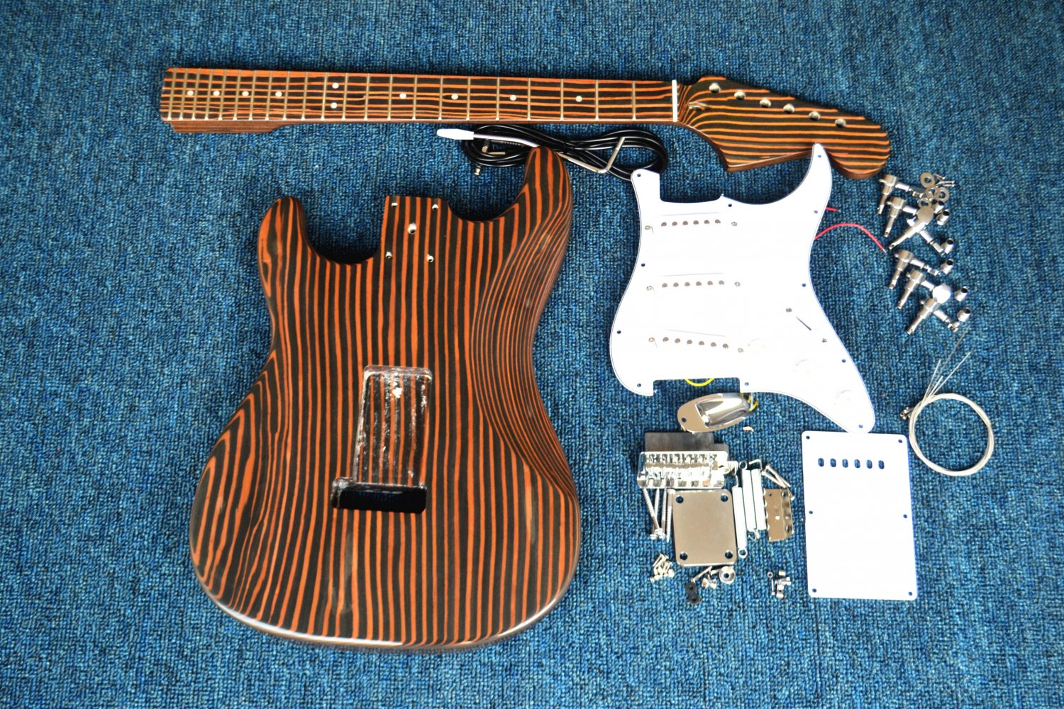unfinished electric guitar zebra wood body/neck Diy Guitar Kits BJ129