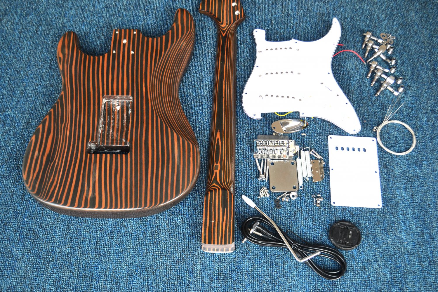 unfinished electric guitar zebra wood body/neck Diy Guitar Kits BJ129