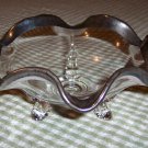 Vintage Scalloped Footed Candy Dish w/ Silver Trim