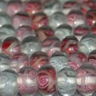 20 Lampwork rose & swirl Pink Rose White Mix beads