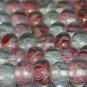 20 Lampwork rose & swirl Pink Rose White Mix beads