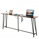 EVAJOY 70.9”Console Table, Industrial Sofa Table with 3 Outlets and 2 USB Ports