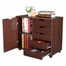 Single Door Five Drawers MDF With PVC Wooden Filing Cabinet