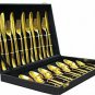 Style OK 24 Pieces Luxury Gold Plated Classic Cutlery Set Dinner Spoon Knives Fo
