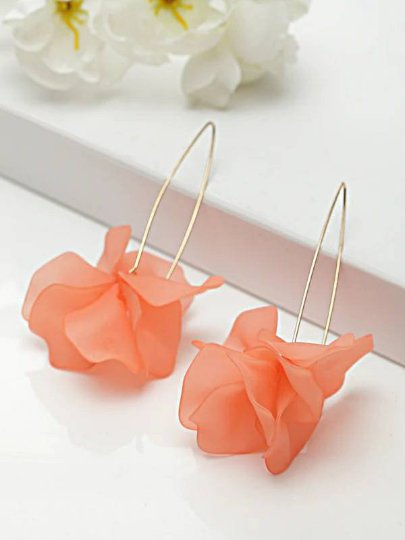 Avant Garde Paris Gold Plated Peach Coloured Floral Drop Earrings(Onesize)