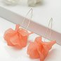 Avant Garde Paris Gold Plated Peach Coloured Floral Drop Earrings(Onesize)