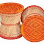 Wood Sitting Stool / Chair Full Size Red&Orange Set Of 2