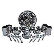 Sager Platinum Collection 24 Pcs Stainless Steel Dinner Set - Heavy Laser Finish
