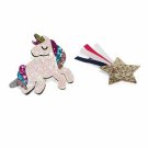 Girls Handmade Glitter Tic Tac Hair Clips Set of 2 (Unicorn and Shooting Star)