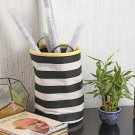 My Gift Booth Off White and Black Striped Round Stationery Storaage