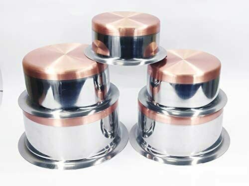 Bertol Kitchenware 5 Pcs (Light Gauge Copper Bottom Tope Stainless Steel for Sto