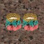 Decorative Tea Light Pink Flowers Blue Pollens Set of 2 Pink