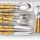 Style OK Timber Series Bamboo Design Cutlery Set  24 Pcs with Free 3 Table Servi