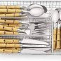 Style OK Timber Series Bamboo Design Cutlery Set 24 Pcs with Free 3 Table Servi