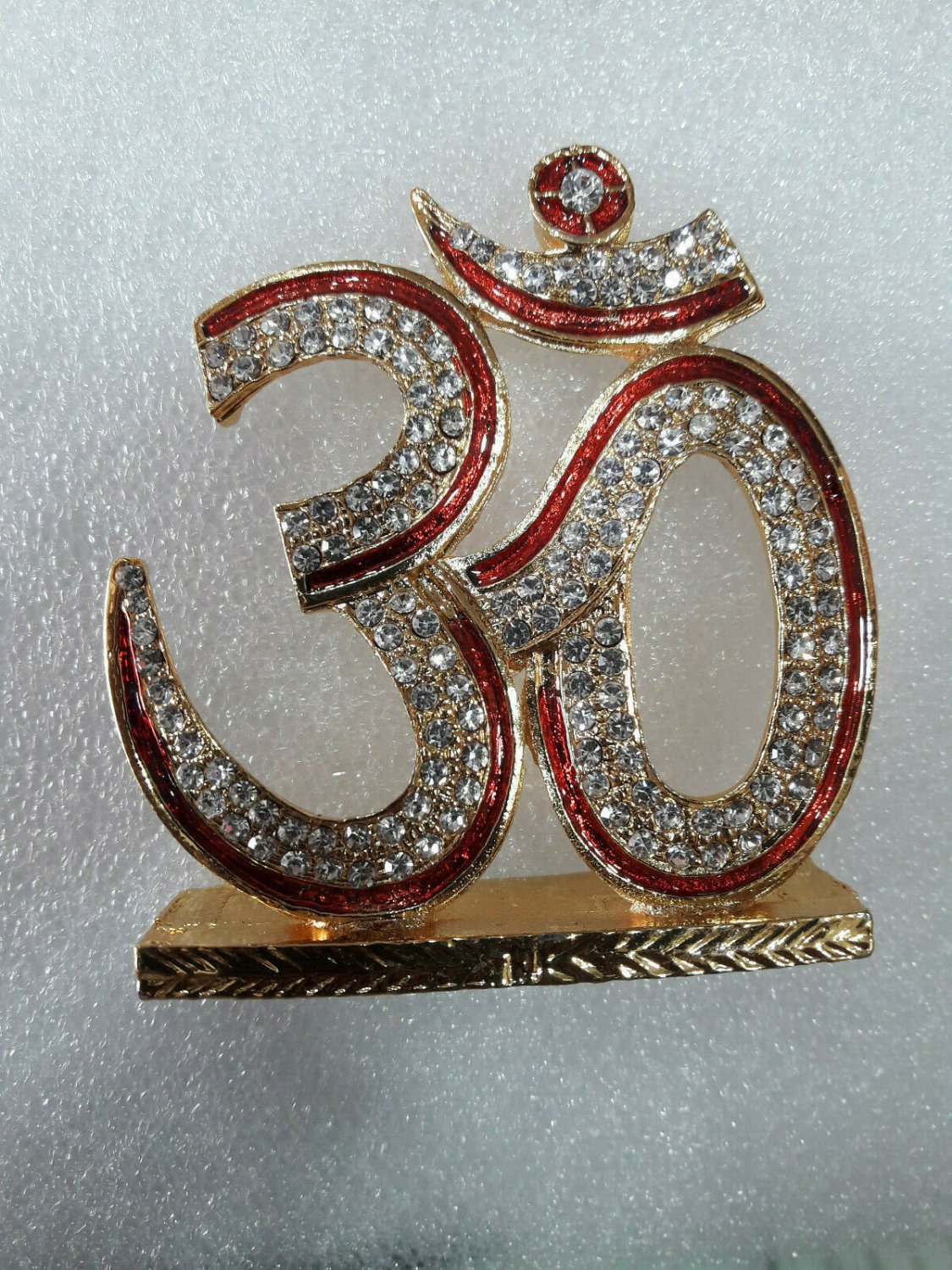 ORNAMENTAL STONE STUDDED SHIV OM RELIGIOUS CAR DASHBOARD,OFFICE TABLE DECOR FSW