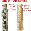 Two Pure Copper Water Bottle Flask Leak Proof Ayurveda Health Benefit 900 ml