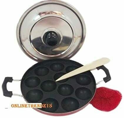 Finaldeals 12 Pit Appam Maker Premium Quality with Lid Chetty Paniyaram Pan Patr