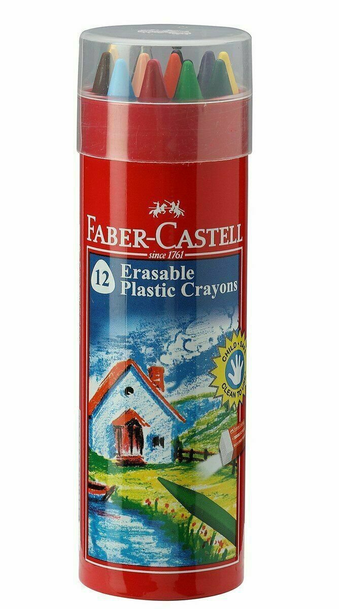 FABER CASTELL 12 ERASABLE PLASTIC CRAYONS || FREE SHIPPING