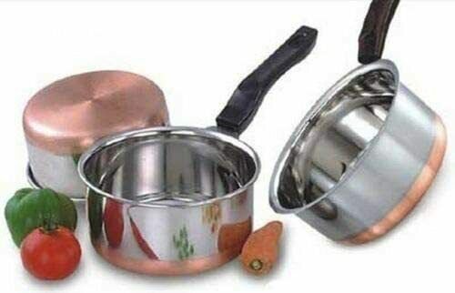 3 Pcs Set Stainless Steel Copper Bottom Saucepan / Milk /Tea Pan/Pot Flat Bottom