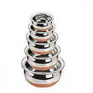 Alwafli Stainless Steel Copper Bottom Cooking Serving Pot Biryani Handi Punjabi