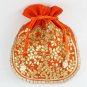 Orange Dupion Silk Fabric Potli