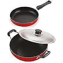 Nirlon Non Stick Aluminium Base Fry Pan and Deep Kadhai Combo Cookware Offer, 2.