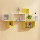 Style OK Floating Wall Mounted Wooden Home Decoration Wall Rack Shelves (Yellow
